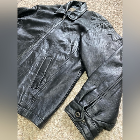 Vintage Members Only Black Genuine Leather Full Zip Jacket Men’s Size Large - Picture 3 of 15